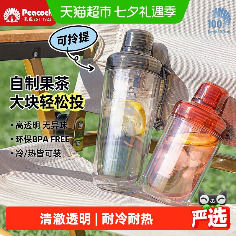 peacock孔雀tritan双层塑料水杯