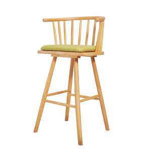 北欧实木吧台椅牛角温莎靠背吧椅简约现代家用高脚凳木椅子吧台凳
