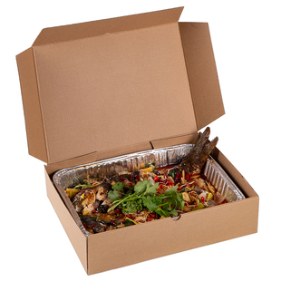 烤鱼打包盒商用烧烤长方形外卖可加热一次性锡纸盒带盖超大锡纸盘