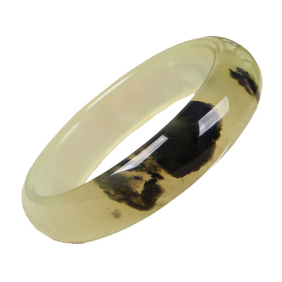 辽宁旺夫手镯水墨飘花岫岩玉