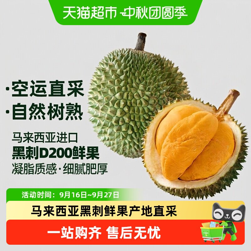王上榴马来西亚黑刺榴莲细腻肥厚