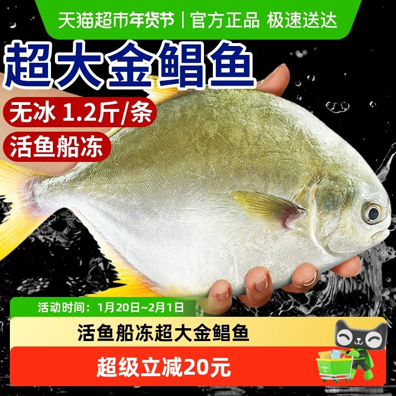 海仙部落青岛金鲳鱼新鲜冷冻特大平鱼银鱼白鲳鳊鱼冰鲜镜鱼,水产肉类/新鲜蔬果/熟食,鲳鱼,淘宝优惠券,粉丝福利购,淘宝优惠卷