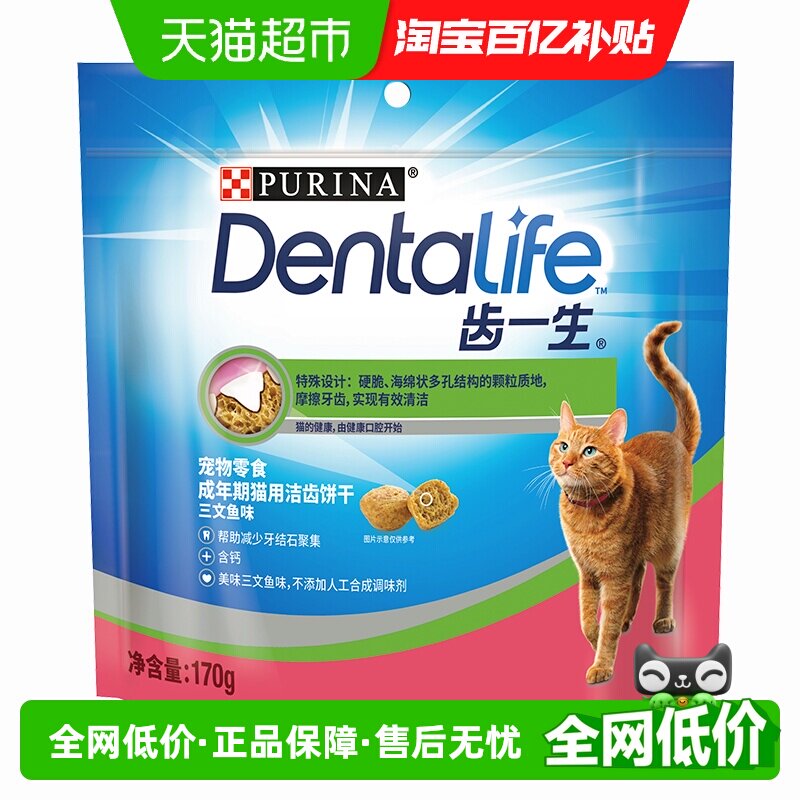 齿一生成猫零食170g/袋洁齿饼干三文鱼味