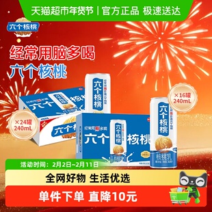 养元六个核桃核桃乳精品型240mL*24+240ml*16罐植物蛋白饮料整箱