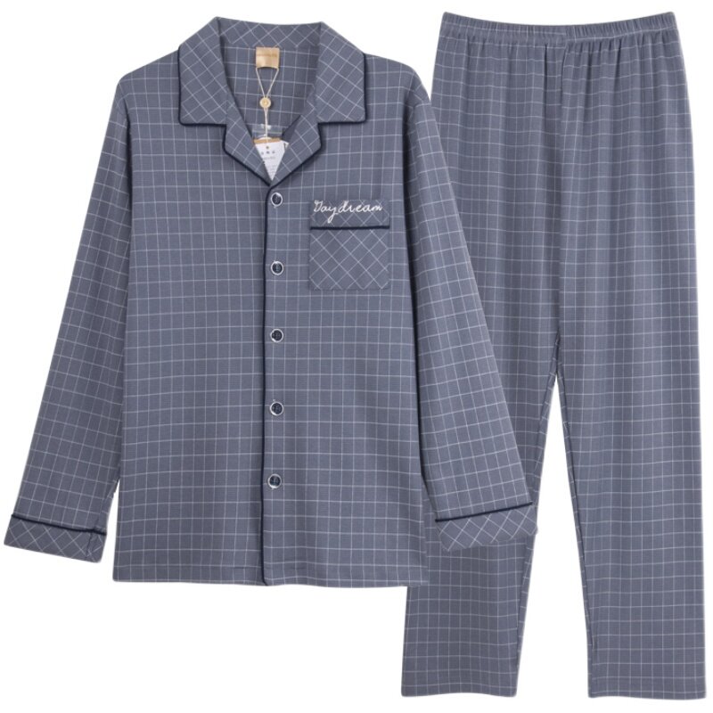 芬腾男士纯棉长袖睡衣家居服套装