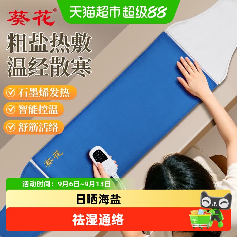 葵花海盐热敷包理疗袋电加热艾灸电热腰部肚子护腰带盐包中老年人