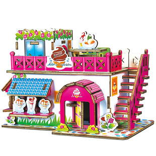 木制3d立体拼图彩色裱纸模型 diy成人手工拼装建筑儿童益智类玩具