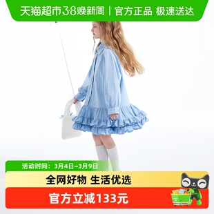 植木童装女童裙子2025春季新款中大童花边衬衣裙公主裙儿童连衣裙