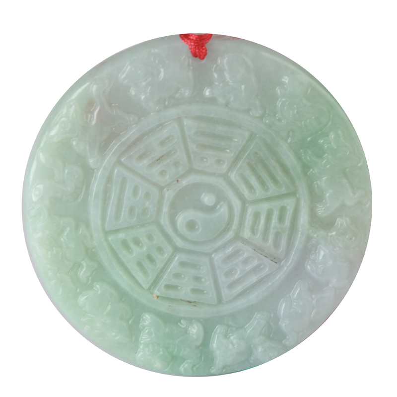 天然緬甸翡翠A貨乾坤陰陽風(fēng)水八卦吊墜易經(jīng)先天八卦玉佩送證書