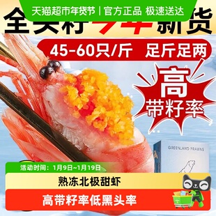 北极甜虾北极熊北极虾刺身头籽特大号冰虾新鲜冷冻即食