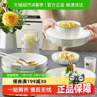碗盘套装 北欧风餐具釉下彩陶瓷碗家用2024新款 汤碗面碗菜盘组合