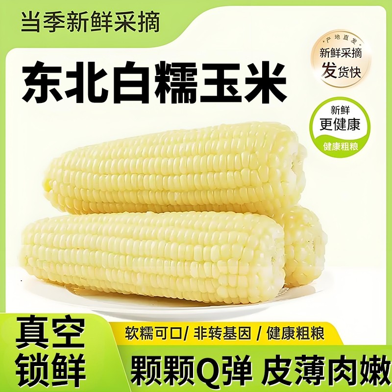 东北白糯玉米棒新鲜真空包装非即食宿舍早餐粗粮代餐香甜糯苞米