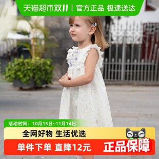 戴维贝拉女童洋气连衣裙2025夏装 儿童印花裙子宝宝纯棉公主裙 新款