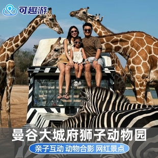 曼谷大城府狮子动物园亲子互动长颈鹿拍照昆凌同款 泰国旅游