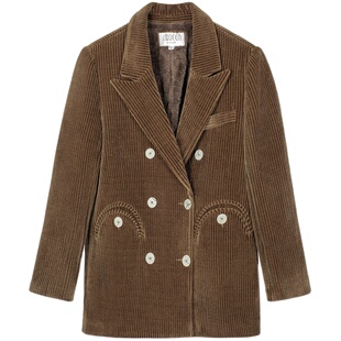 灯芯绒西装外套女小众高级感秋季加绒复古气质休闲粗条绒小西服厚