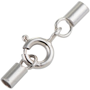 925纯银编织红绳黑皮绳管扣头手链弹簧扣蜡皮绳连接扣diy配件材料