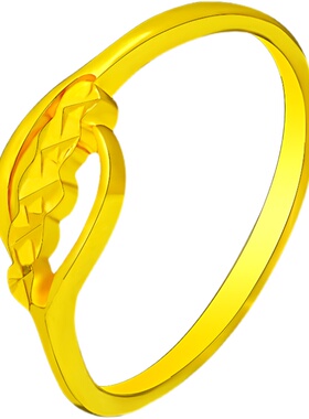 镀沙金戒指女花朵光面素圈戒指纯黄金色戒指情侣开口送女友礼