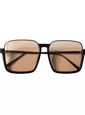 下半框特大号茶色墨镜女大脸显瘦欧美复古百搭素颜防风太阳眼镜男