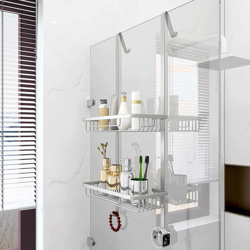 杰沙朗卫生间置物架壁挂浴室免打孔淋浴房不锈钢多层冲凉房挂篮收