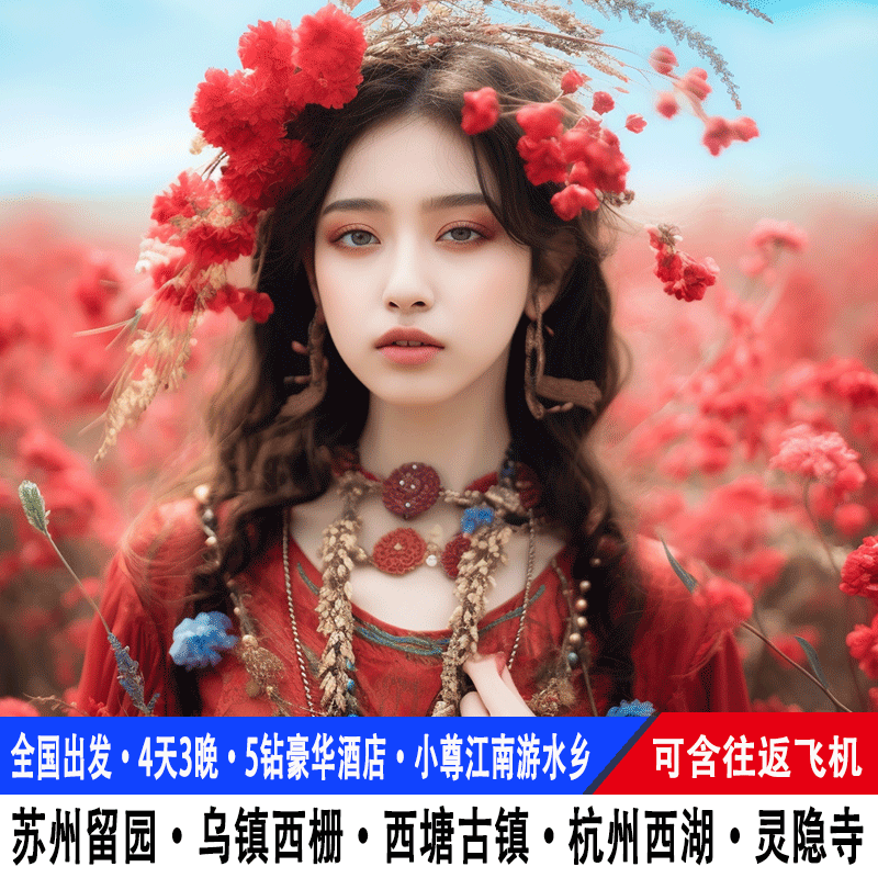 飞机【25人小团】上海旅游4天3晚苏州留园乌镇西栅灵隐寺杭州西湖