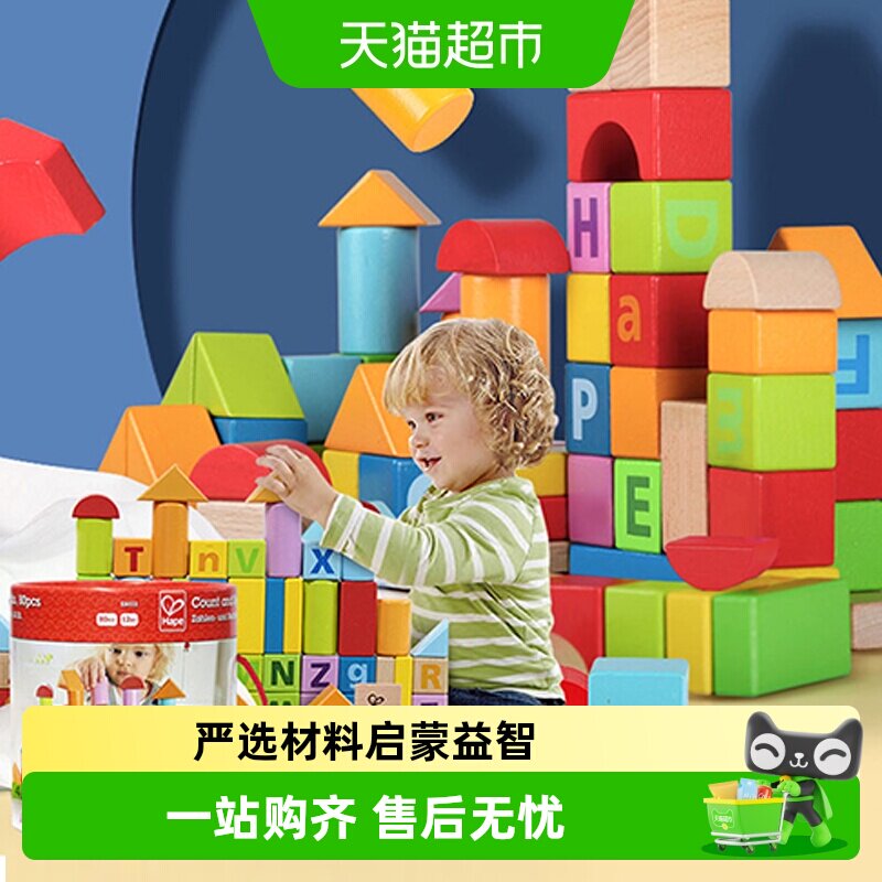 Hape儿童益智积木拼搭玩具1-6周岁婴儿宝宝早教智力开发生日礼物