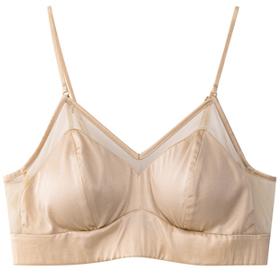 Fimage/有致双面真丝内衣女缎面无钢圈法式美背细肩带桑蚕丝文胸