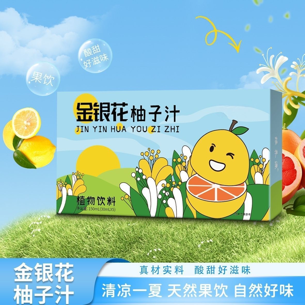 金银花柚子汁正宗植物饮品便携盒装儿童成人清润饮品天然原果汁