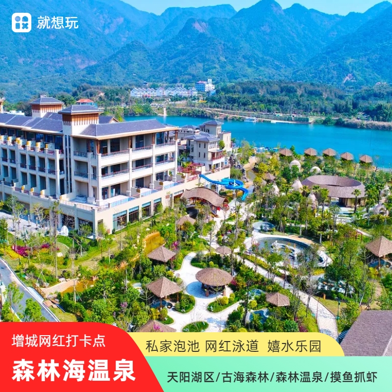 广州增城森林海温泉度假酒店网红树屋+网红泳道+自助早+嬉水乐园