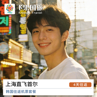 韩国机票自由行 韩国旅游 上海直飞首尔4天往返机票套餐