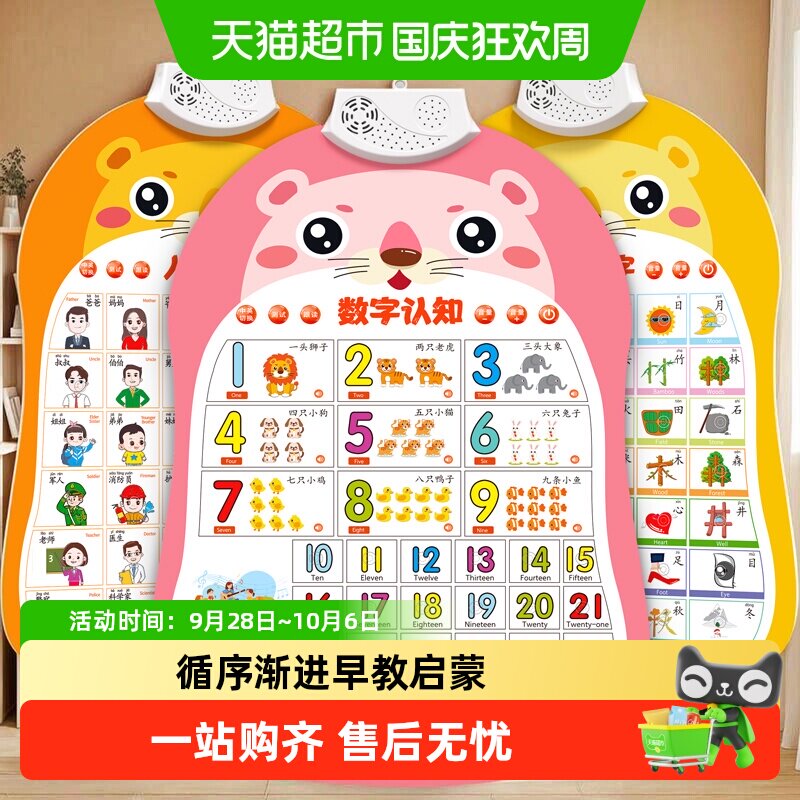 星星舟宝宝数字挂图中英双语认知图片