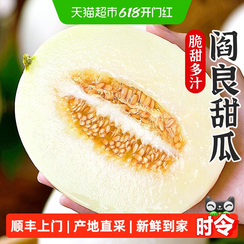 顺丰上门孙悟空正宗陕西阎良甜瓜香瓜新令现摘头茬小籽白皮蜜甜瓜