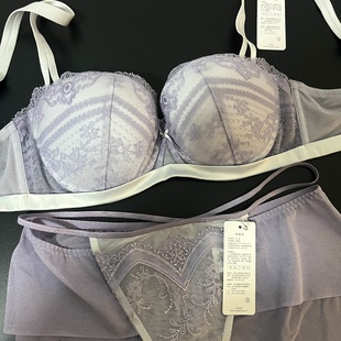 80D香芋紫蕾丝半杯聚拢舒适有型三排扣 80B YI75B 75C