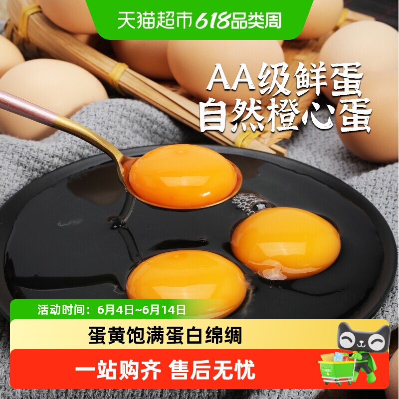 雀淘AA级新鲜农家土鸡蛋1800g/盒林间40枚散草柴鸡蛋谷物月子蛋养
