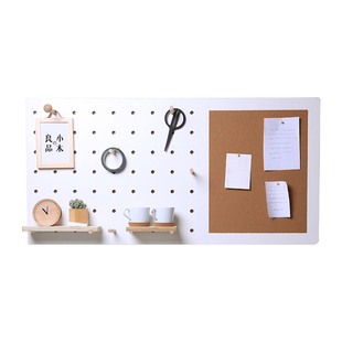 小木良品儿童房软木洞洞板书桌墙上留言板实木置物架书房装饰收纳