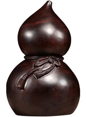 知府黑檀木雕葫芦摆件家居客厅