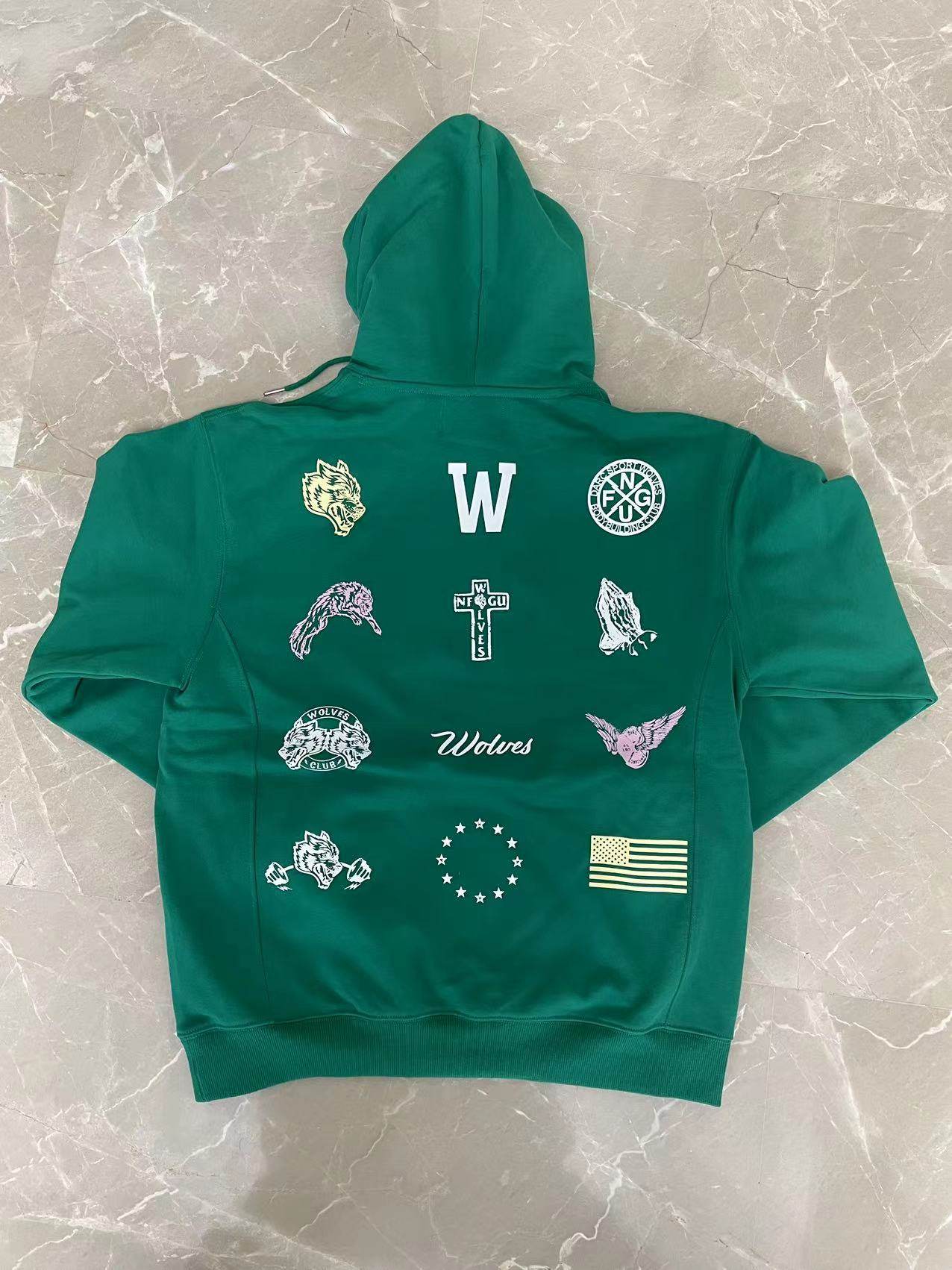 BIG WAVE BROTHER WOLF HEAD HOODED SWEATSHIRT SPORTS FITNESS HEAVY THICKENED AUTUMN AND WINTER JACKET MULTI-PICTURE [EUROPEAN AND AMERICAN SIZE]