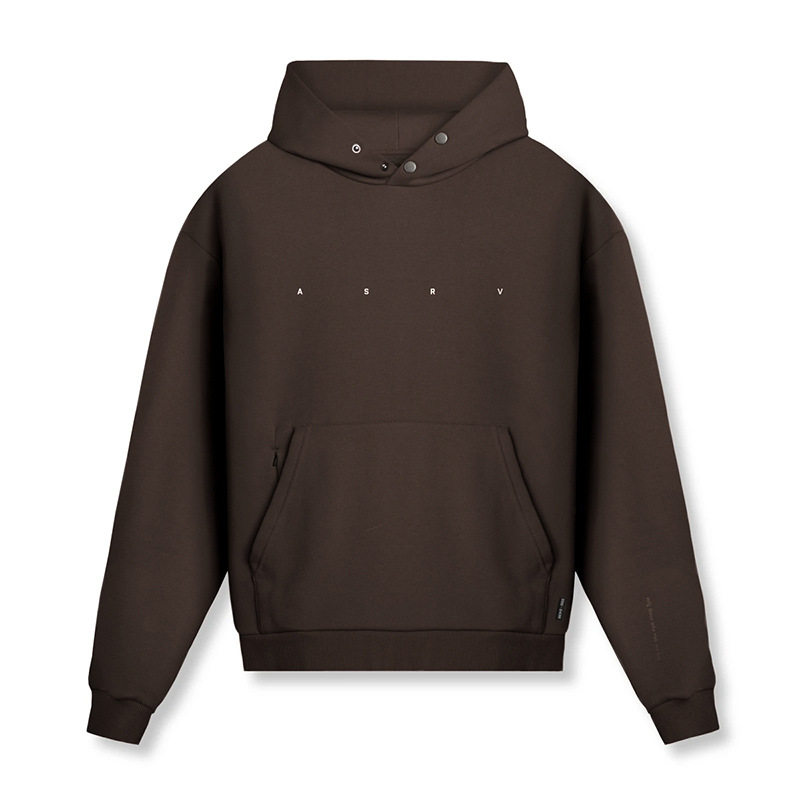 ASARV FITNESS SPORTS HOODED SWEATSHIRT MONOGRAM PRINT DROPPED SHOULDER MULTI-POCKET JACKET [GB]