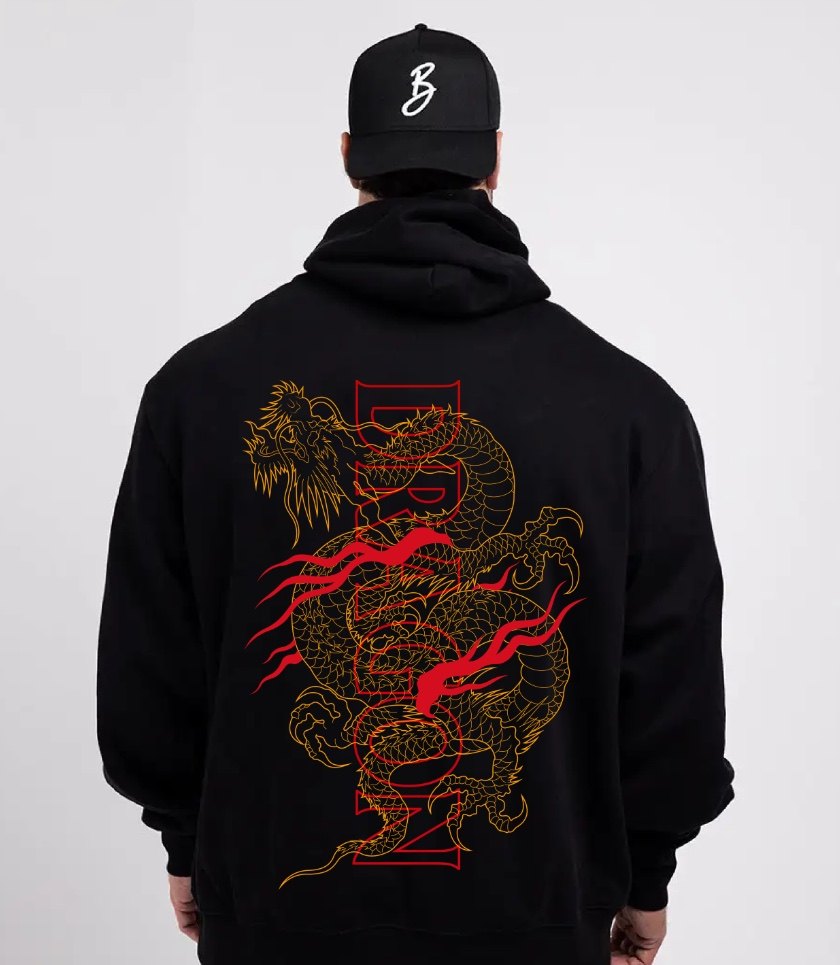 克里斯dragons龙年连帽卫衣健身健美毛圈运动套头长袖欧美码