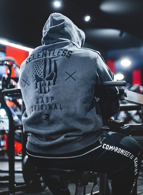 盖世限定灰色骷髅宽松加厚外套欧美码