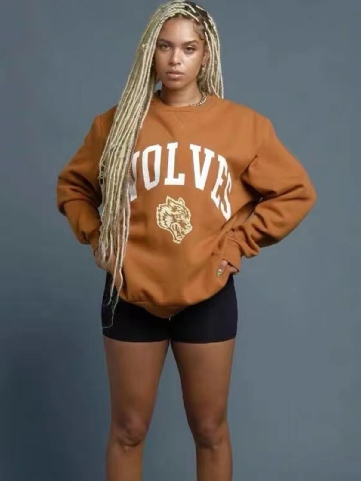 WOLF HEAD SWEATSHIRT BIG WAVE BROTHER AUTUMN AND WINTER FITNESS BODYBUILDING SPORTS ROUND NECK HEAVY LONG-SLEEVED JACKET [EUROPEAN AND AMERICAN SIZE]