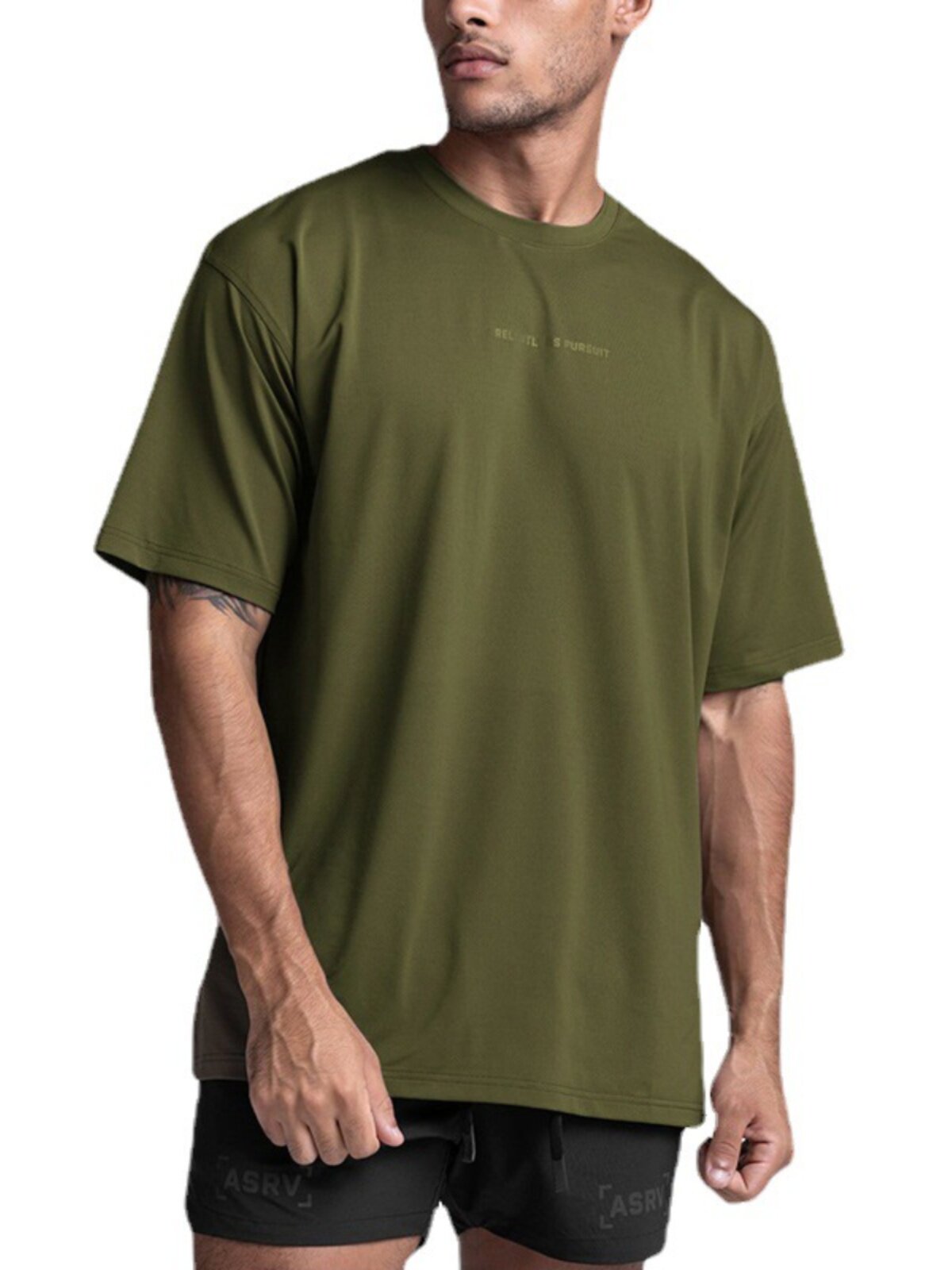 ASRV FITNESS SPORTS ROUND NECK SHORT-SLEEVED SOLID COLOR QUICK-DRYING ALL-MATCH SPORTS T-SHIRT [GB SIZE]