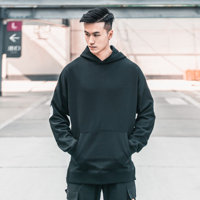 BODYBUILDING LOOSE COTTON HOODED SPORTS SWEATSHIRT LONG SLEEVES