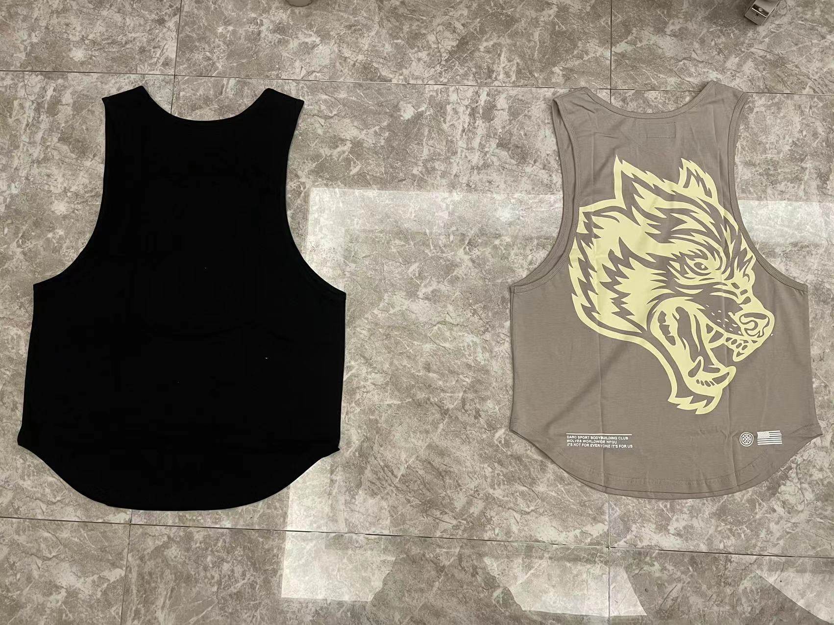 BROTHER DALANG THE SAME LOOSE SPORTS FITNESS SLEEVELESS BLACK WOLF HEAD VEST [EUROPEAN AND AMERICAN SIZE]