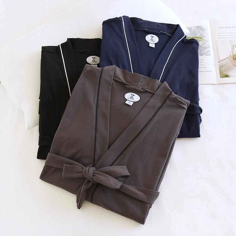 男士睡袍春秋针织纯棉长袖大码浴袍简约纯色全棉柔软家居袍睡袍,女士内衣/男士内衣/家居服,睡袍/浴袍,淘宝优惠券,粉丝福利购,淘宝优惠卷