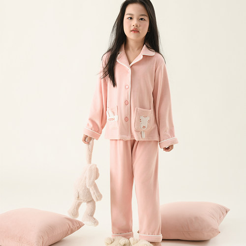 女童海岛绒睡衣米筱米保暖秋冬