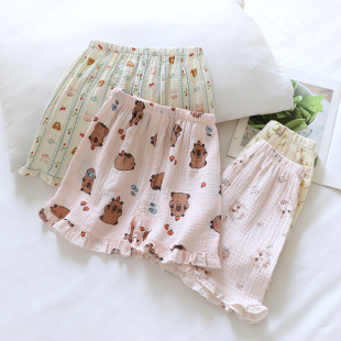 儿童夏季 短裤 薄款 女童全棉家居裤 纯棉纱布睡裤 日系小清新2025新款