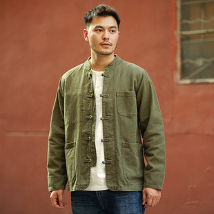 清仓特价维托摩瑞美式复古酵洗做旧立领外套盘扣夹克