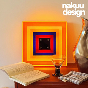 中古孟菲斯vintage像素风彩色壁灯亚克力创意设计包豪斯装饰氛围