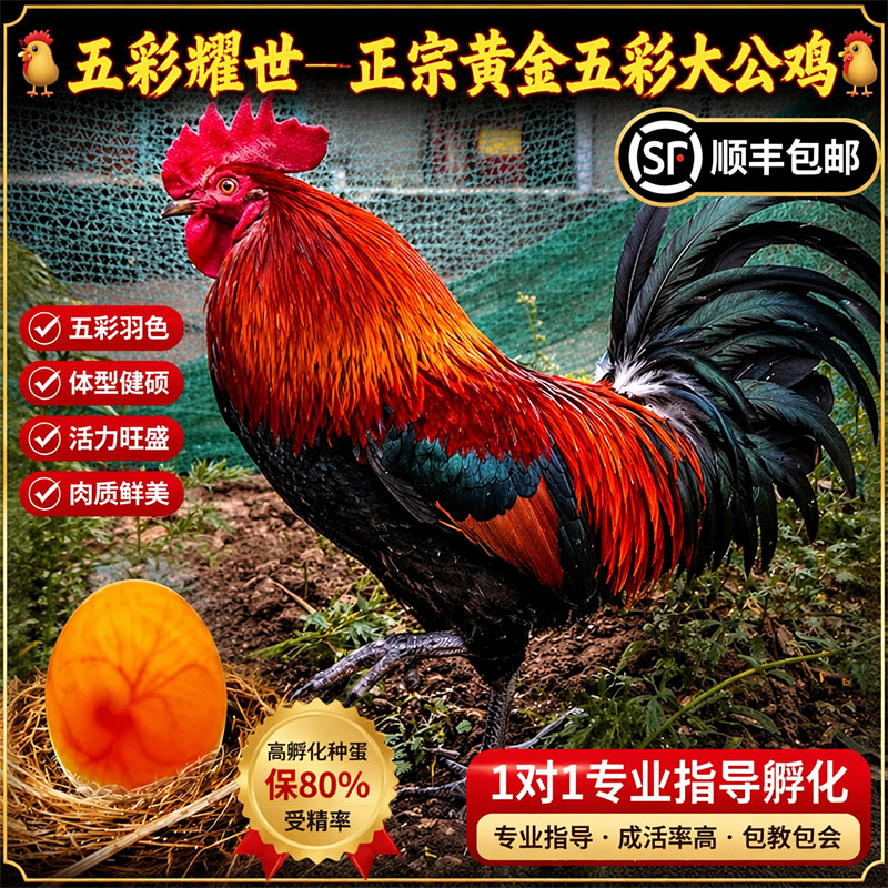 纯种黄金五彩鸡种蛋正宗五彩鸡受精蛋可孵化五彩鸡小鸡土鸡观赏鸡