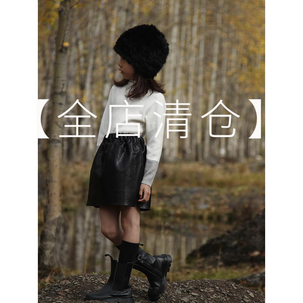 半身裙短款生态皮料亲子装